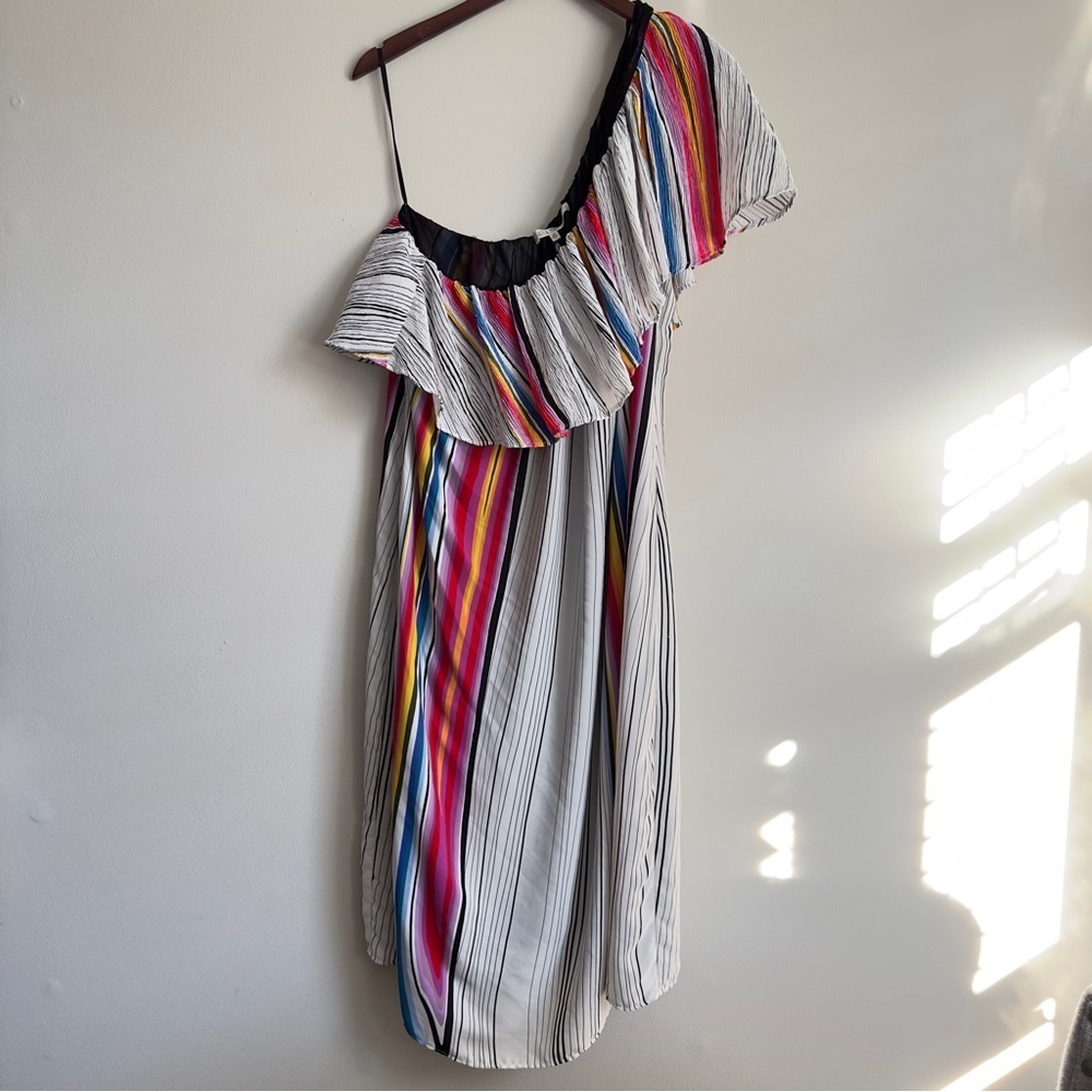 Rachel Rachel Roy Rainbow Stripe One Shoulder Midi Dress - Size 2X - Picture 3 of 8